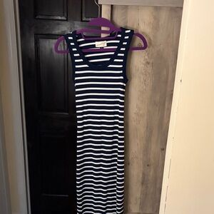 Navy and White Striped Sleeveless Dress
